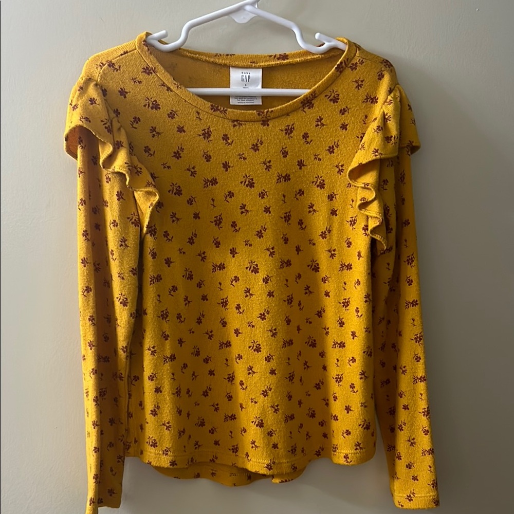 GAP Yellow Floral Ruffle Top
